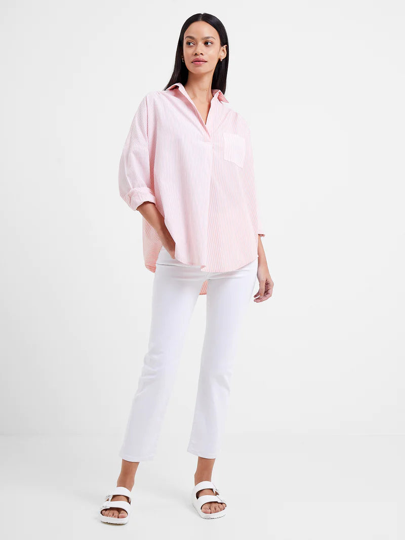 FRENCH CONNECTION Rhodes Poplin Striped Popover Shirt