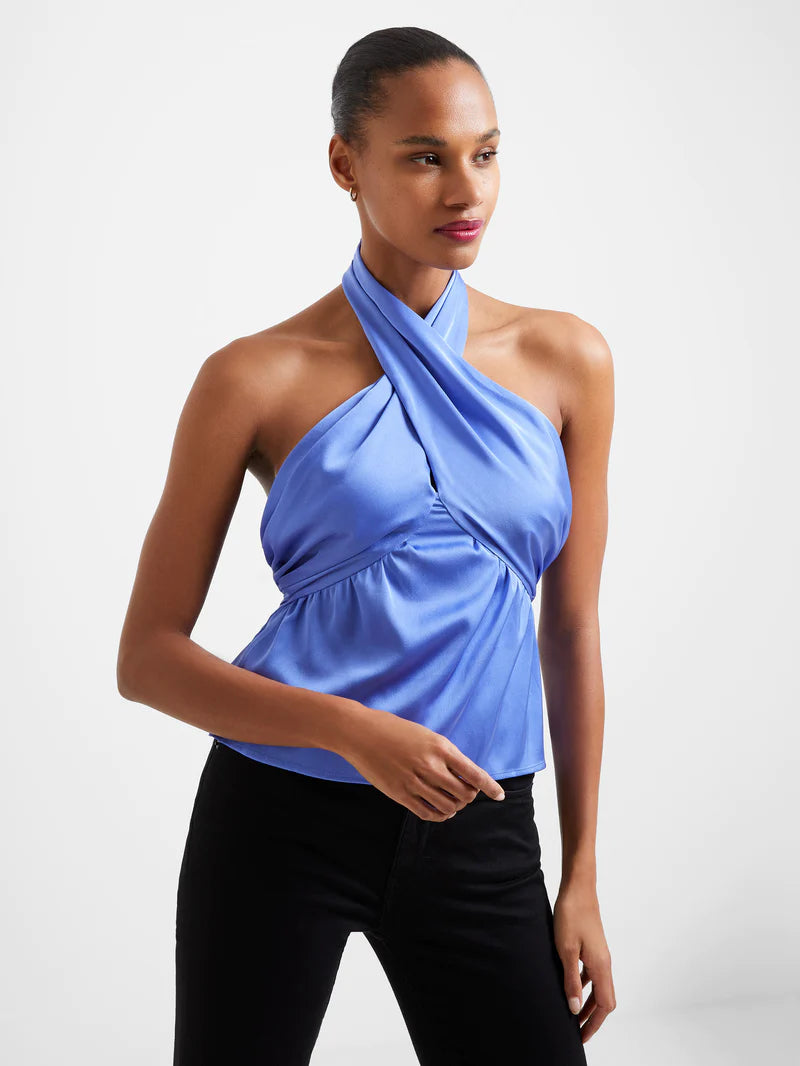 FRENCH CONNECTION Inu Satin Crossneck Top