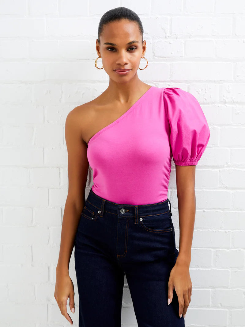 FRENCH CONNECTION Rosanna One Shoulder Puff Sleeve Top