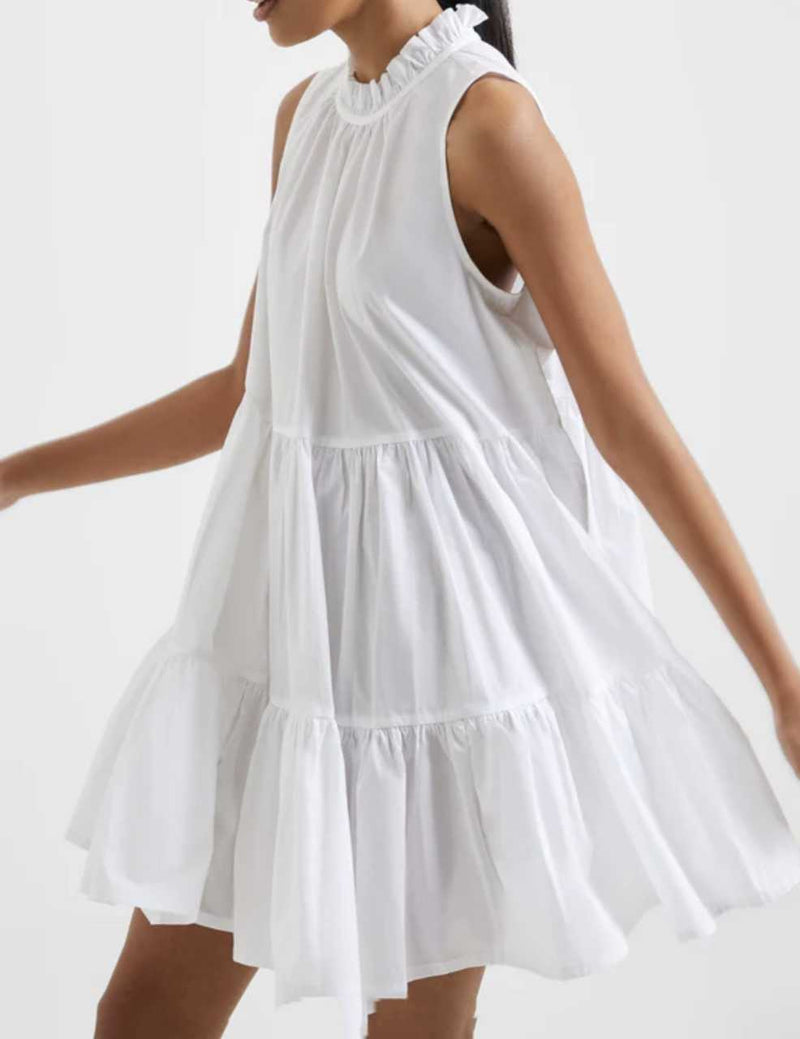 FRENCH CONNECTION Rhodes Conscious Poplin Sleeveless Tiered Dress