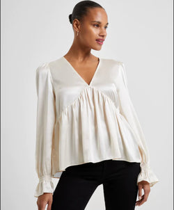 FRENCH CONNECTION CREAM SATIN BLOUSE