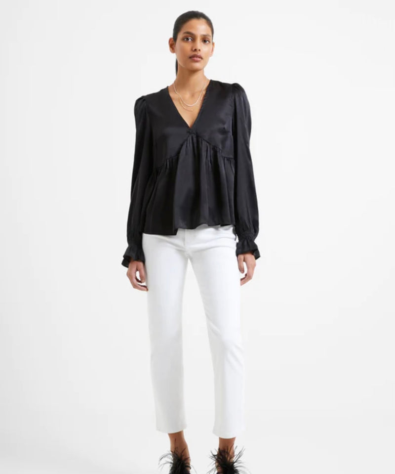 FRENCH CONNECTION BLACK SATIN BLOUSE