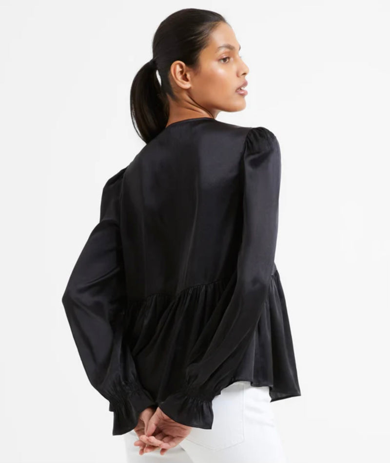 FRENCH CONNECTION BLACK SATIN BLOUSE